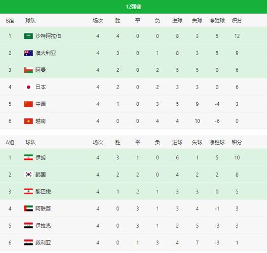 世界杯12强积分,2022世界杯亚洲12强赛积分榜 世界杯12强积分,2022世界杯亚洲12强赛积分榜