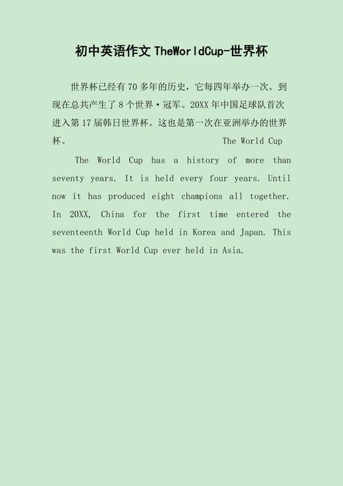 世界杯文，求一篇关于世界杯的短文